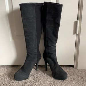 Stuart Weizmann knee high suede sock boots